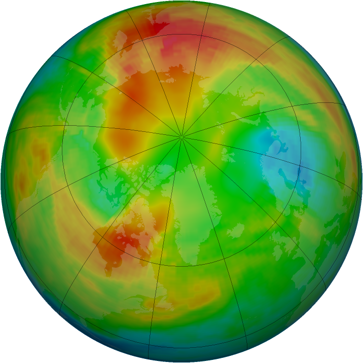 Arctic ozone map for 10 February 1992
